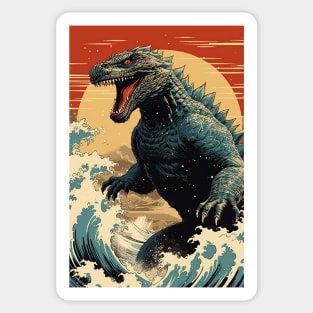 Wave and Godzilla Sticker